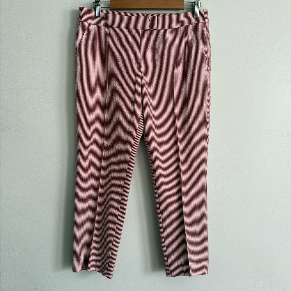 Akris Punto Red & White Striped Tailored Pants Size 6 (F38 / D36 / It42)